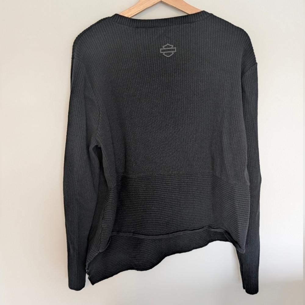 Harley Davidson Motorcycles Black Asymmetrical Sweater Women Size 2XL Wool Blend - Picture 6 of 12